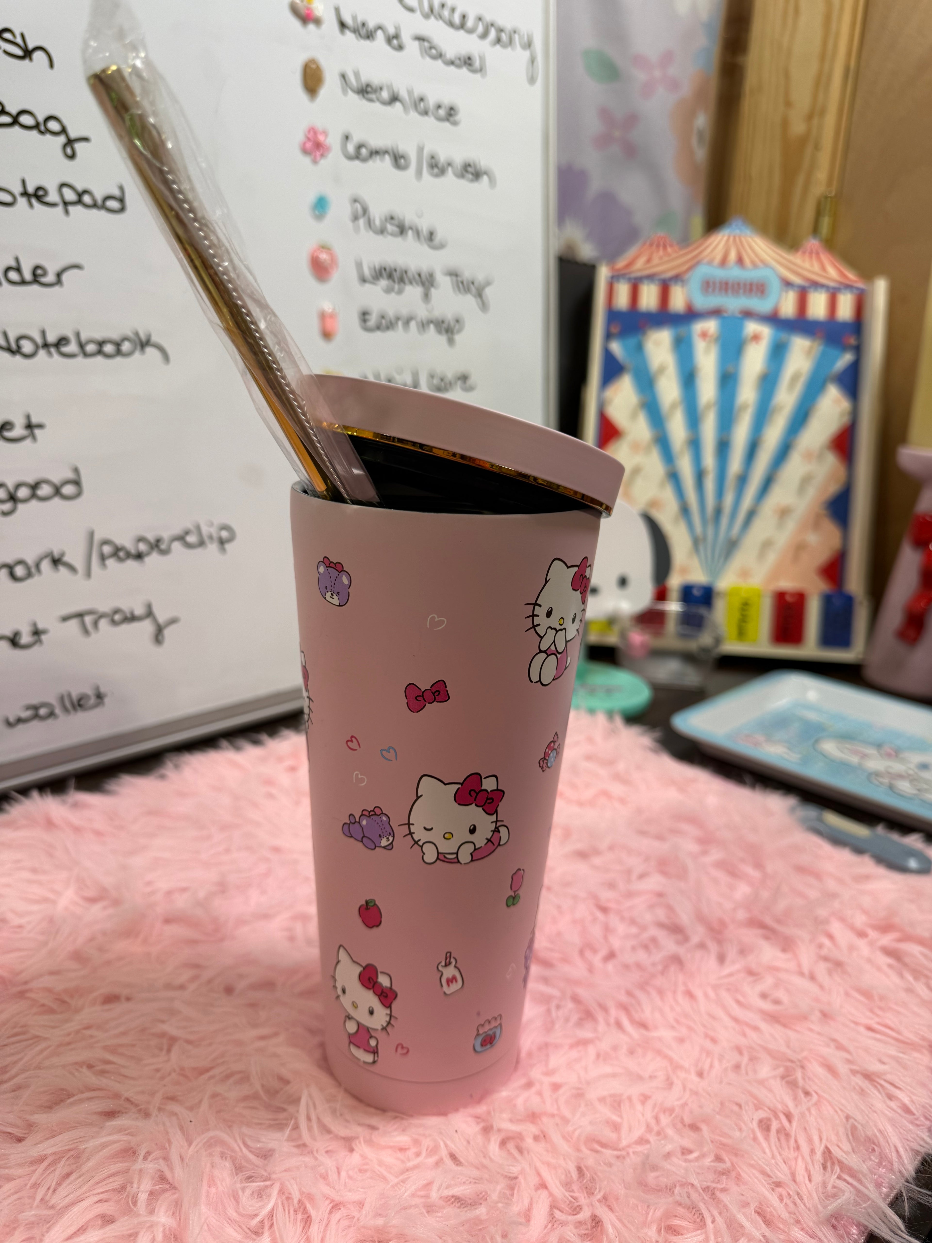 Metal large travel cup with straw