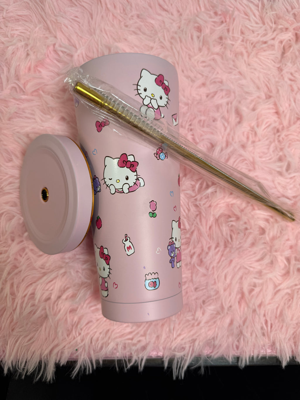 Metal large travel cup with straw